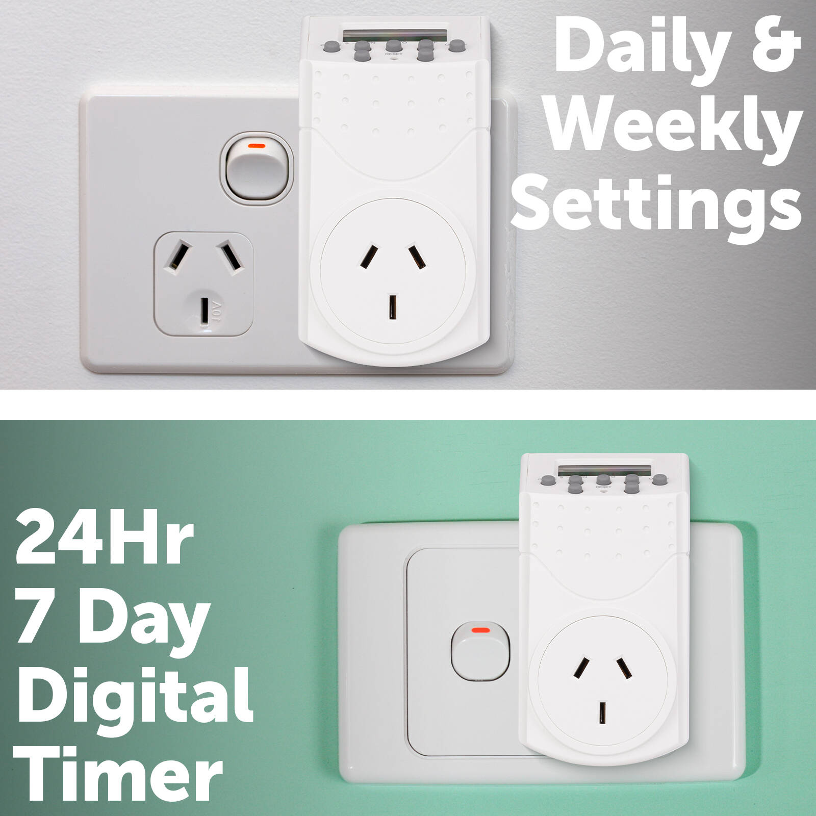 Click 24-Hour 7-Day Digital Timer CLKTS03, 10A Indoor Programmable