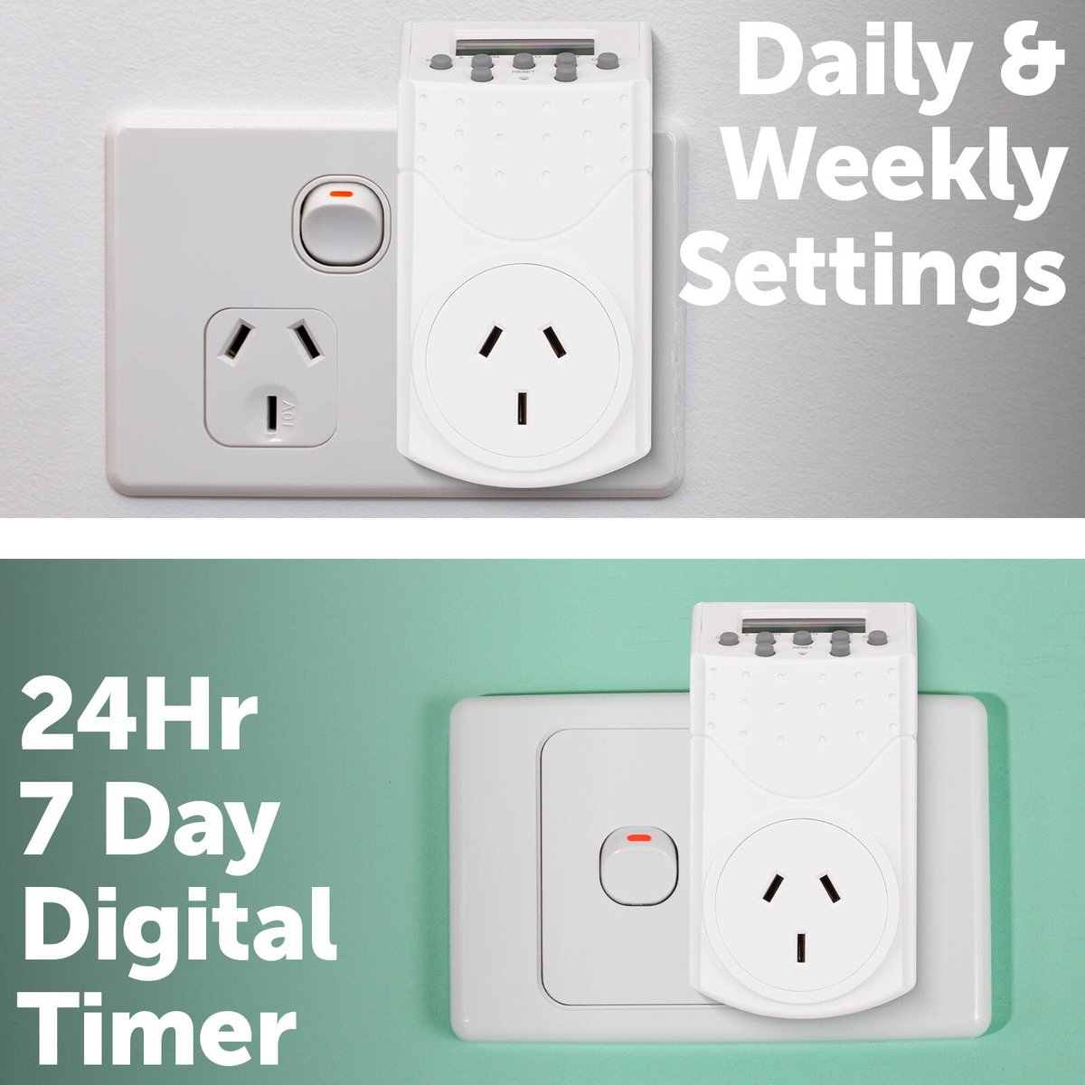 Click 24 Hour 7 Day Digital Timer - Programmable - Rechargeable Backup - 55mm x 100mm x 70mm - SuperSaverAU - view 4