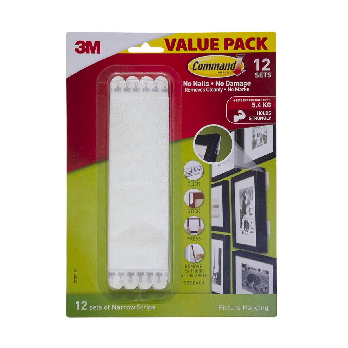Command Narrow Picture Hanging Strips White 12 Pack