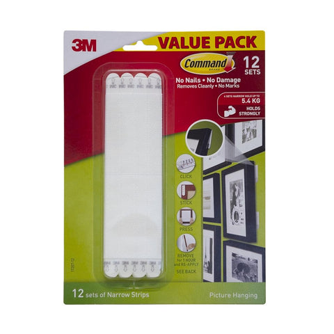 Command Narrow Picture Hanging Strips White 12 Pack