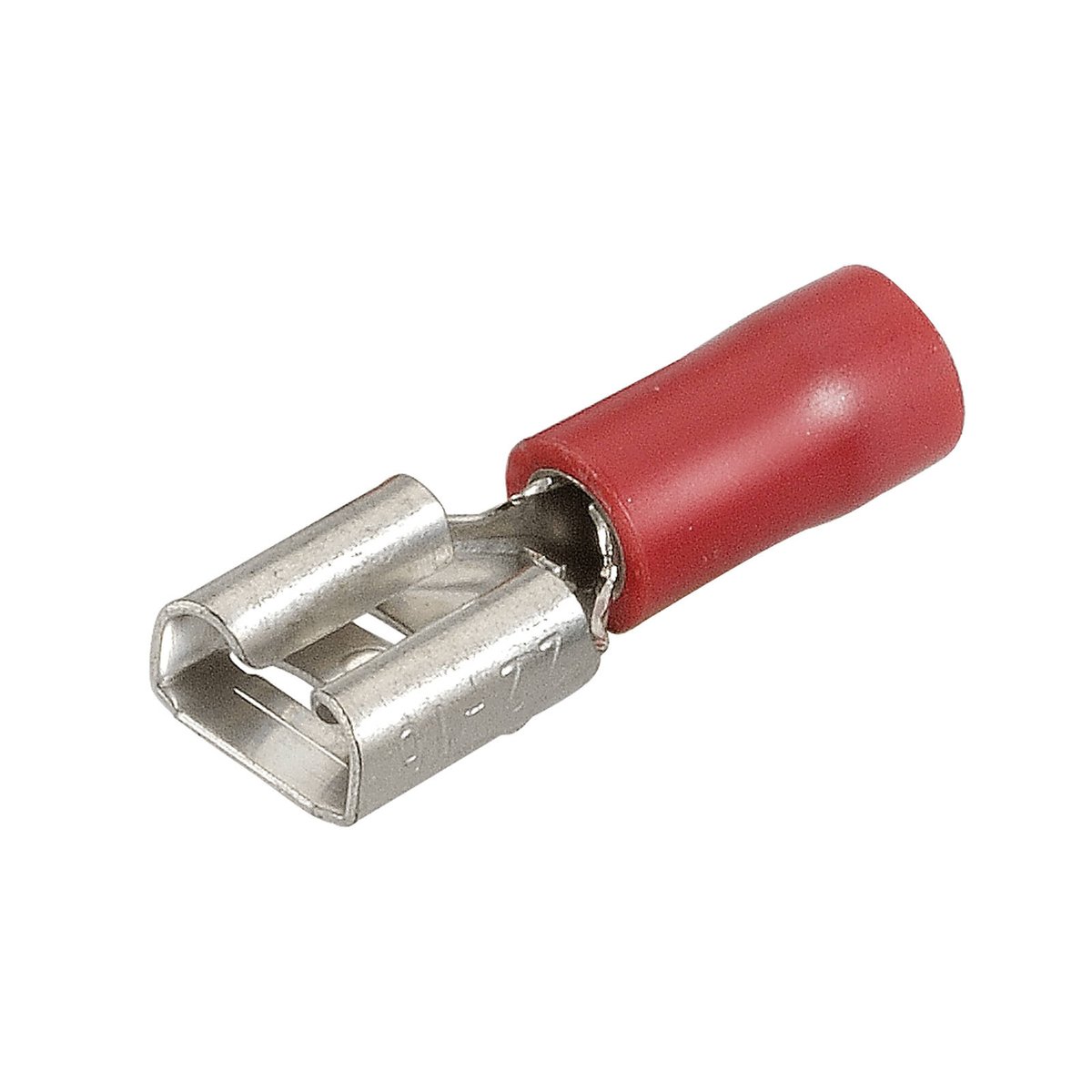 Narva 2.5-3mm Red Double Crimped Flared Vinyl Insulated Female Blade Terminals, 6.3 x 0.8mm, 18 Pack