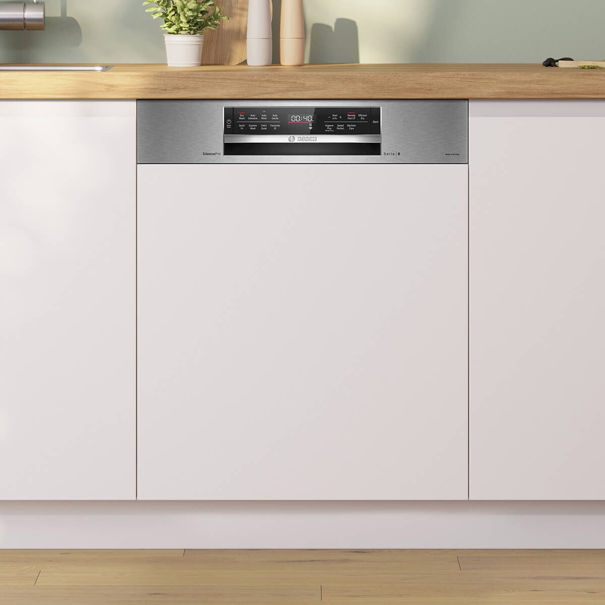 Bosch 60cm Series 8 Semi Integrated Dishwasher - 15 Place Settings - Brushed Steel - SBI8ECS01A