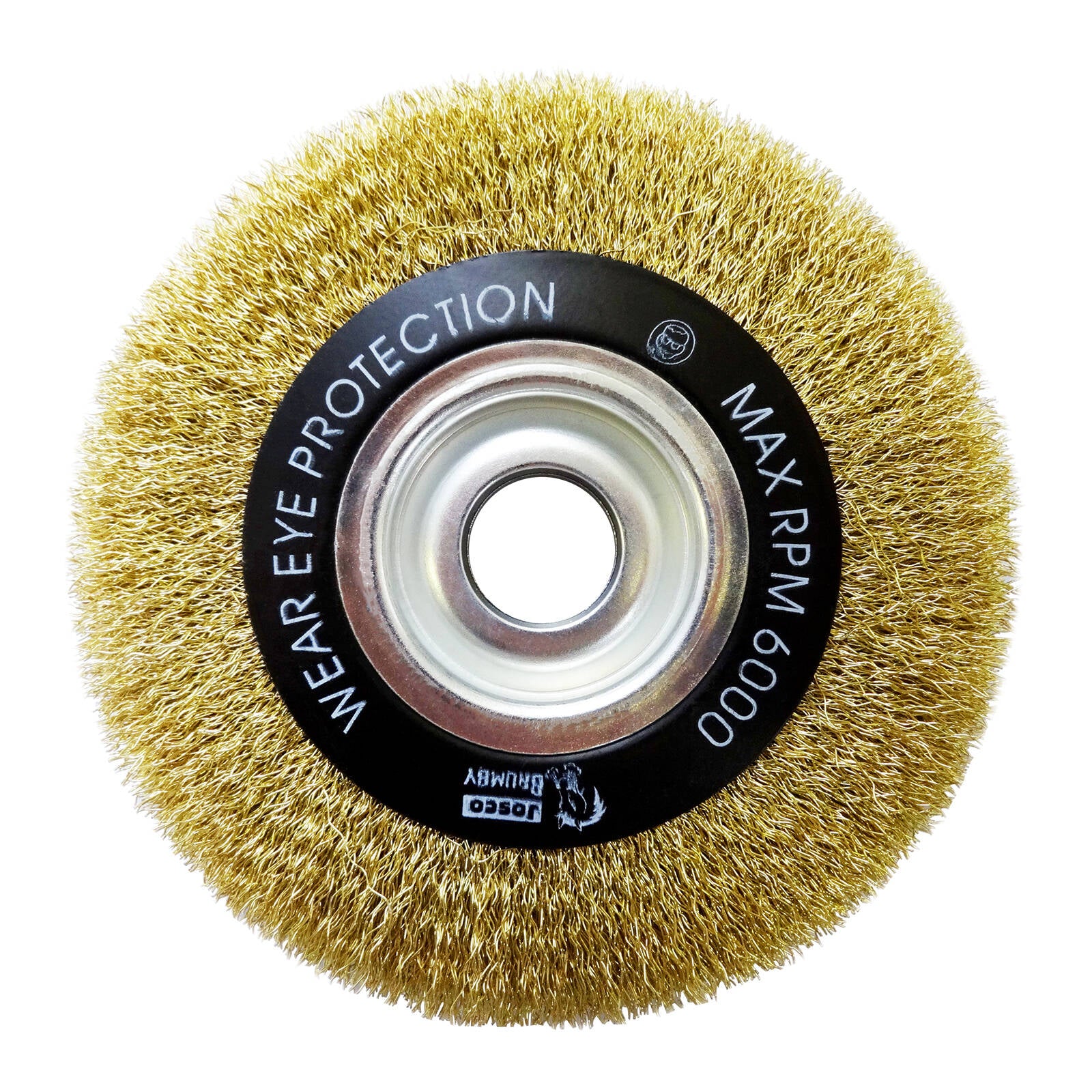 Josco 150 x 19mm Wire Wheel Brush, Brass Coated Steel Wire, Bench Grinder