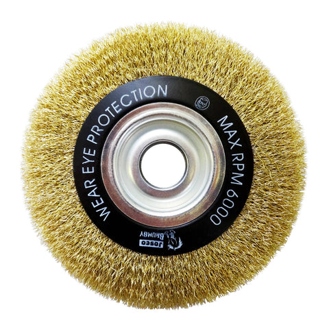Josco 150 x 19mm Wire Wheel Brush, Brass Coated Steel Wire, Bench Grinder