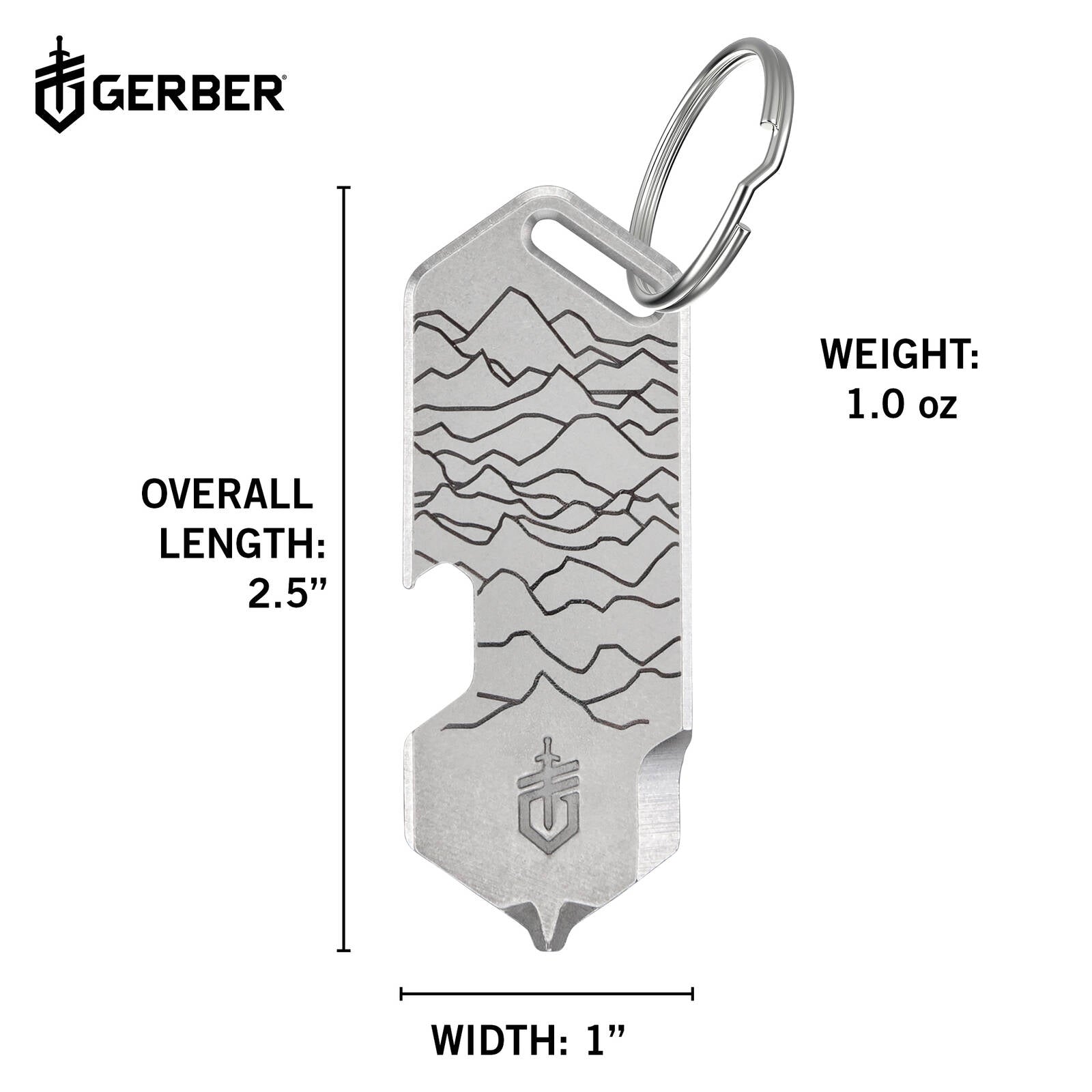 Gerber Silver Hills Multi-Tool Keychain Shard - Driver, Opener & Pry