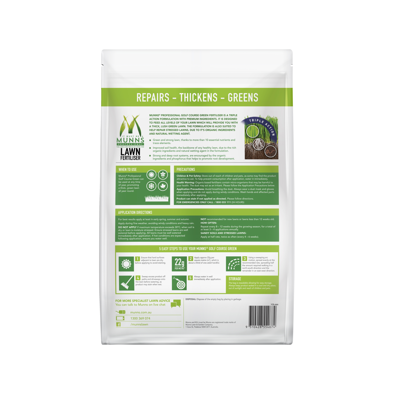 Munns Professional 5kg Golf Course Green Granular Lawn Fertiliser All Lawns