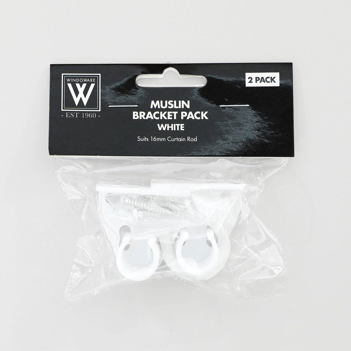 Windoware White Muslin Plastic Curtain Rod Bracket - 2 Pack