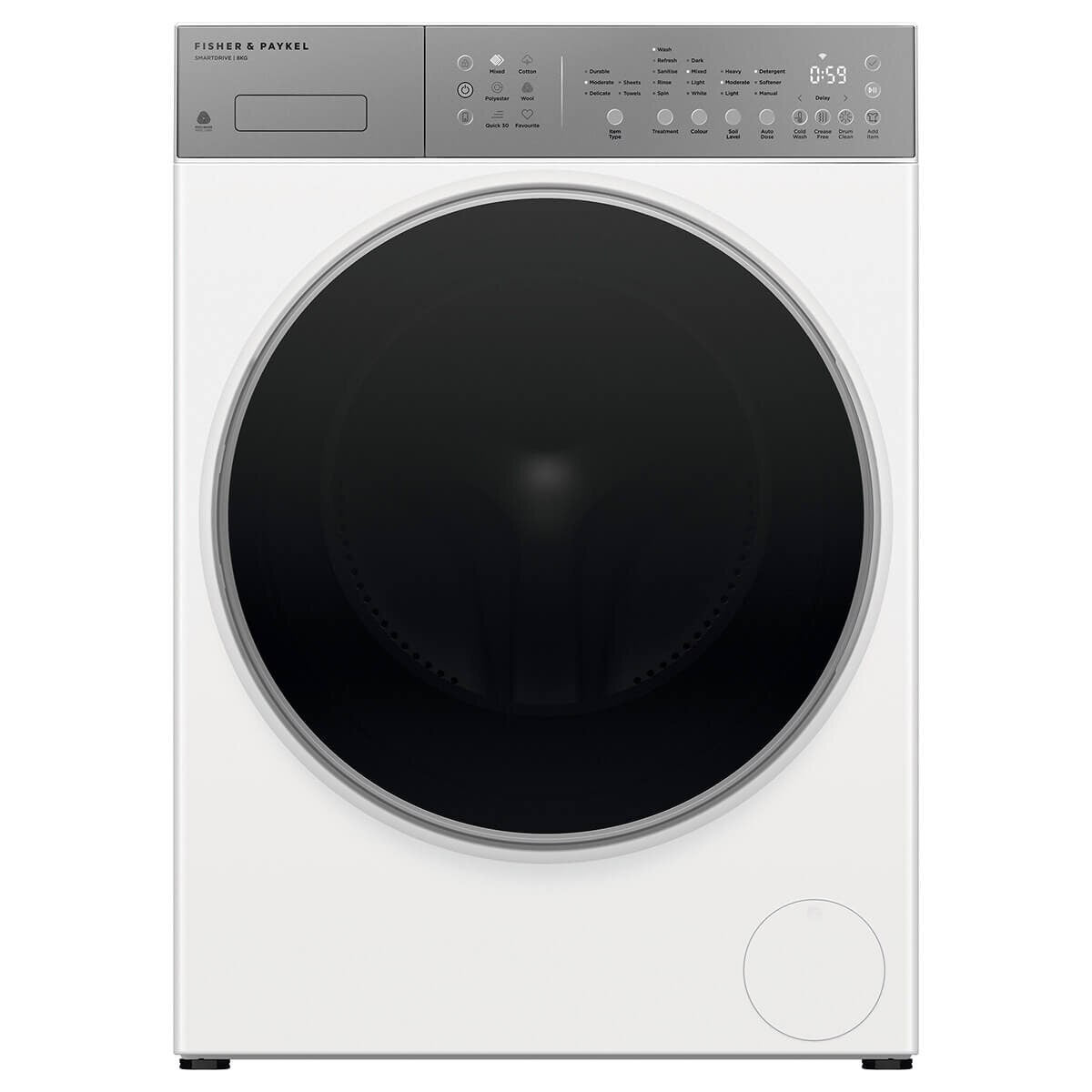 Fisher & Paykel Series 5 8kg Front Loader - White, Auto Dose, Steam Refresh, 5 Star Energy - WH8060J5