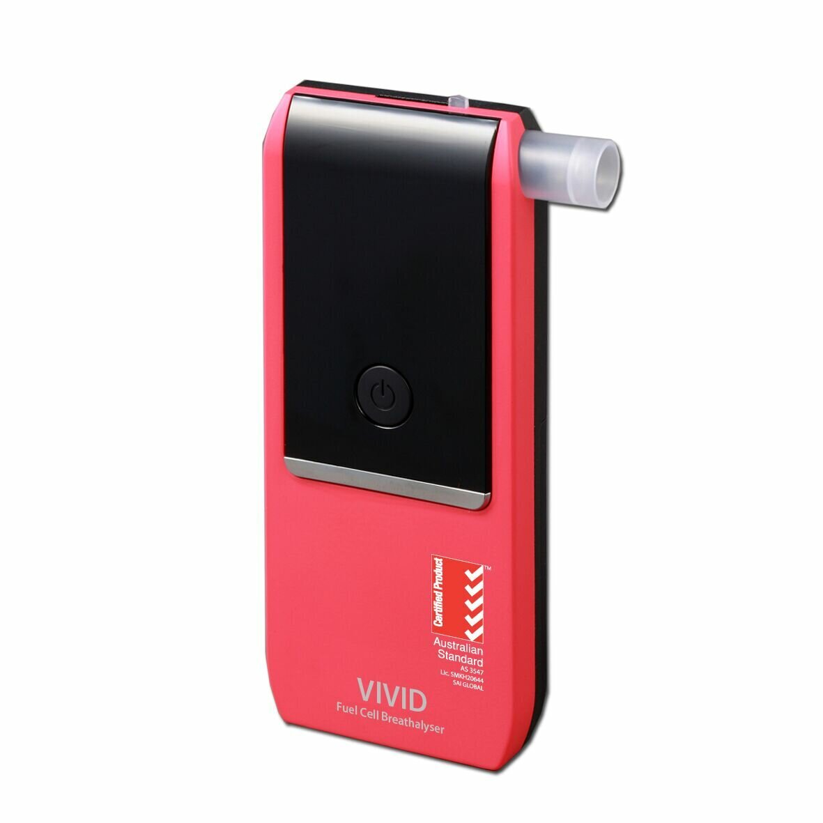 Alcolimit Coral Pink Vivid Personal Breathalyser - AS3547 Approved, Flow Control, Slim and Compact - ALCO-076