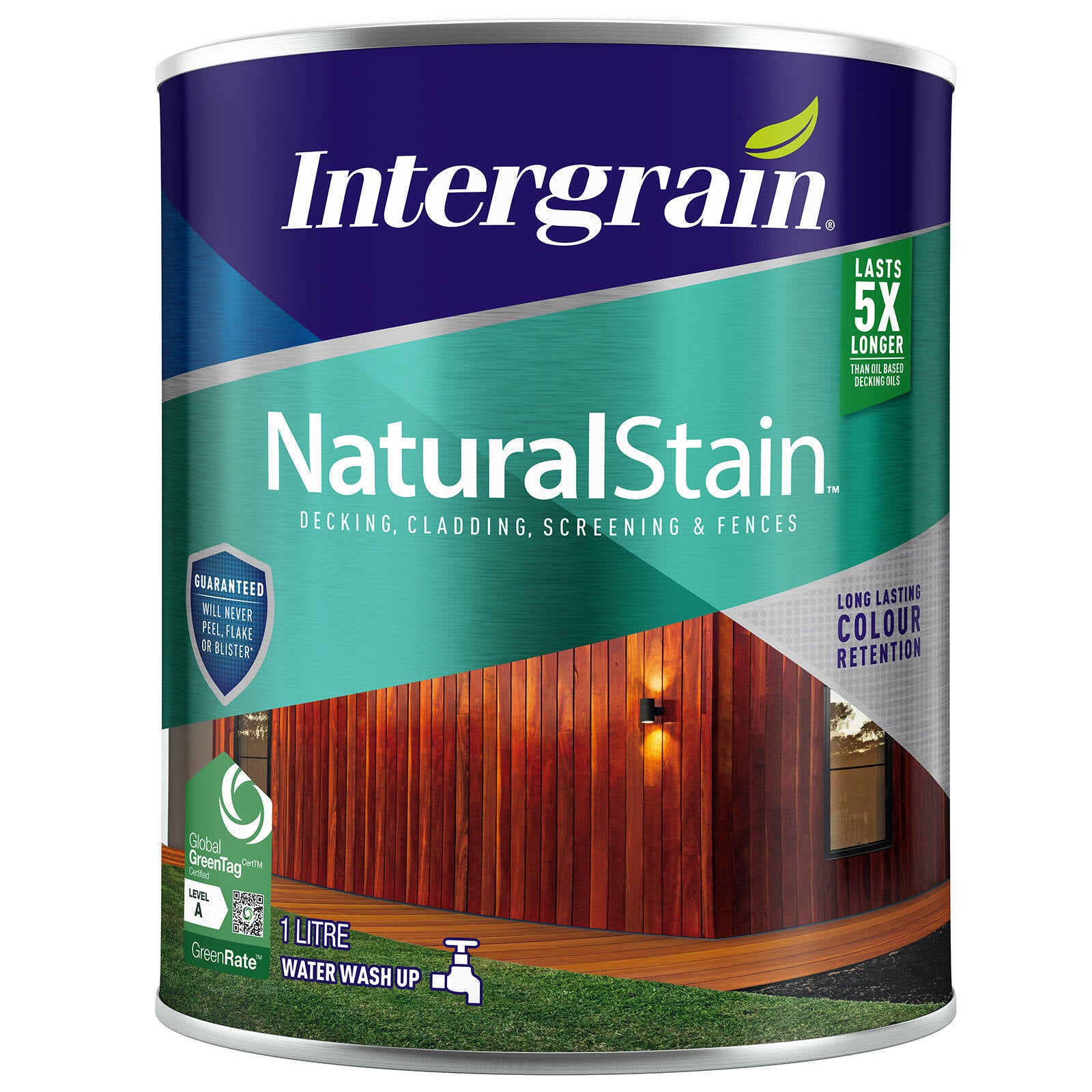 Intergrain NaturalStain Tint Base Timber Stain 1L - Water Based, UV Resistant, Tintable Deck & Fence Stain