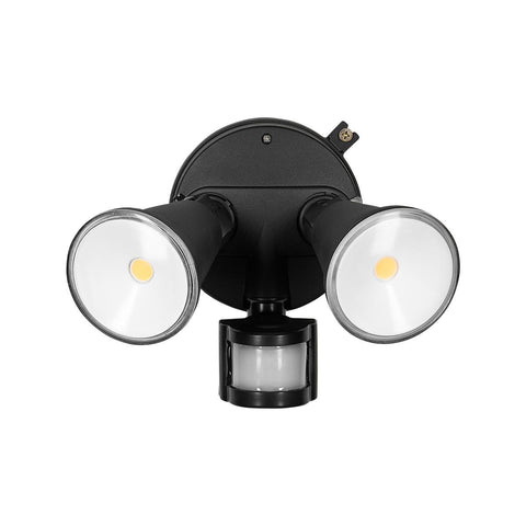 Brilliant Black Lamy DIY Twin Security Light - 330mm x 180mm - PIR Sensor - SuperSaverAU - view 1