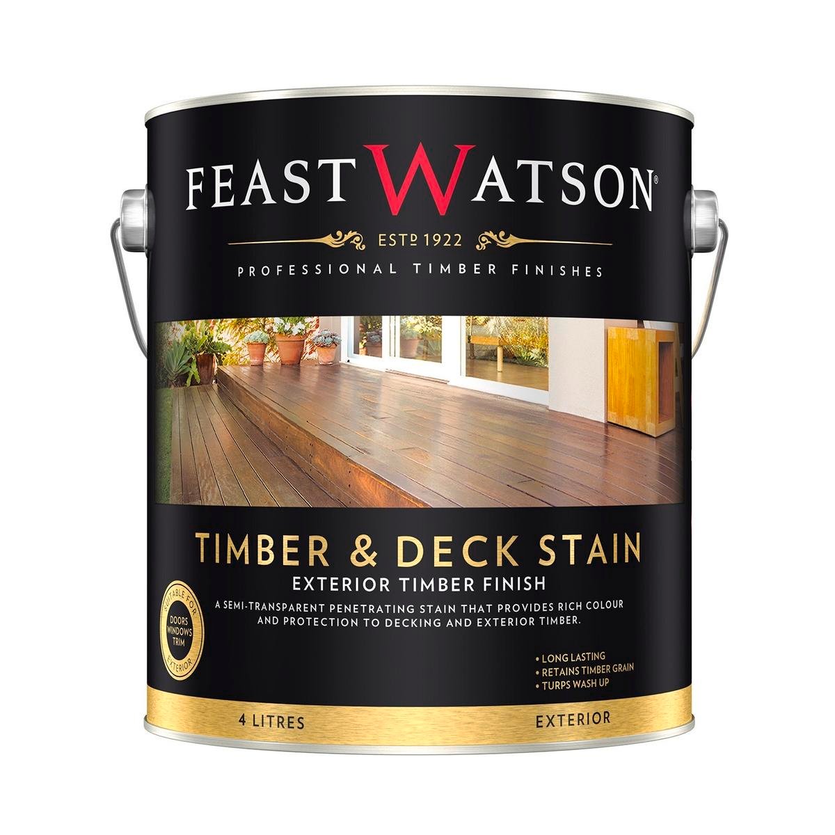 Feast Watson Decking Stain 4L Swan River Jarrah Semi-Transparent Finish - SuperSaverAU - view 1