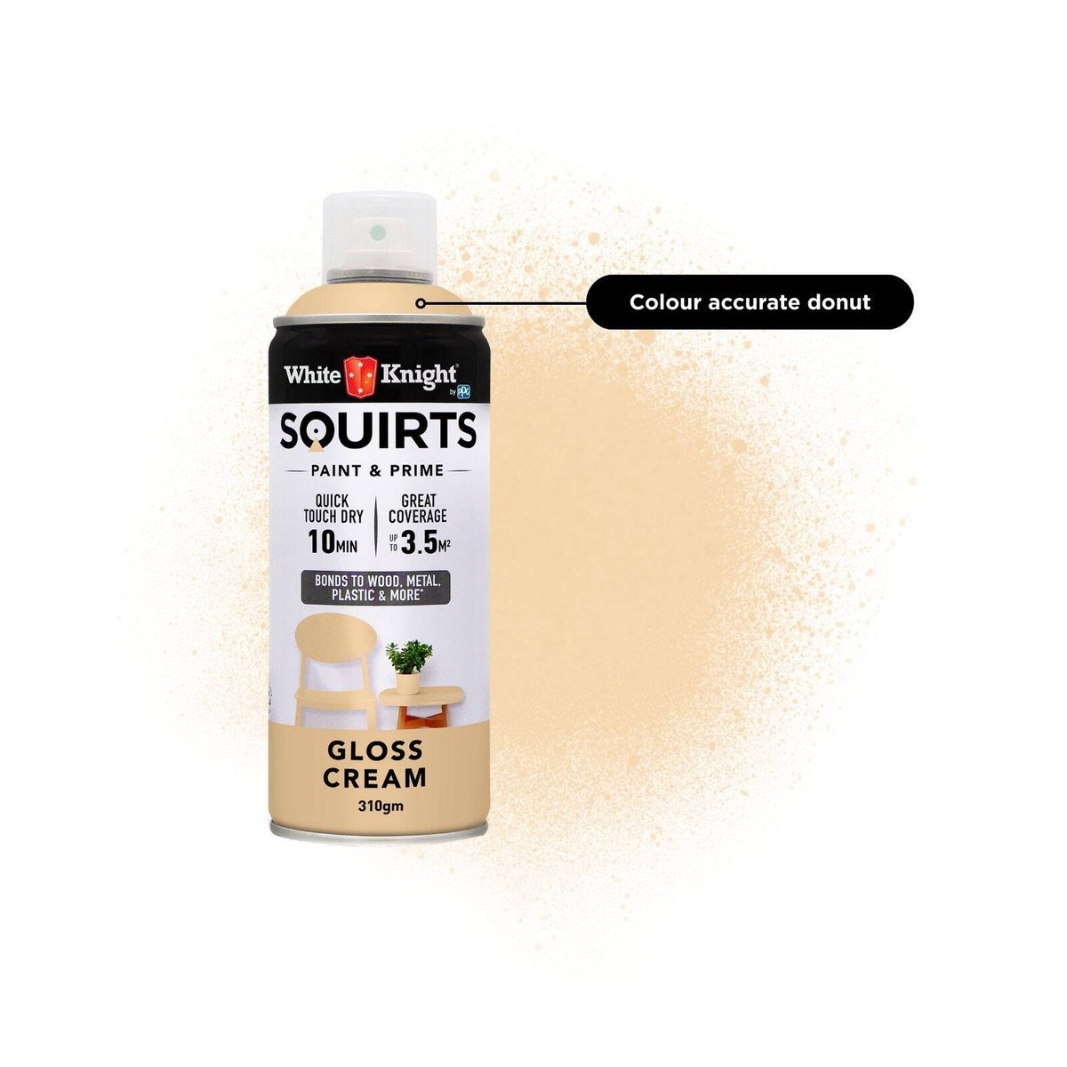White Knight Squirts Cream Gloss Spray Paint 310g Quick-Dry Durable - SuperSaverAU - view 2