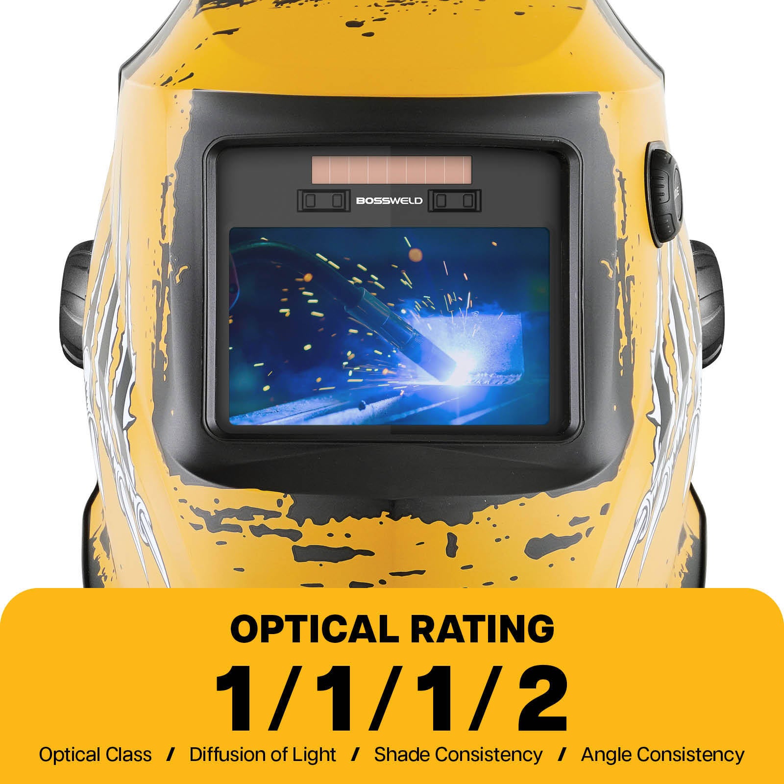 Bossweld VX-3 Griz Auto Darkening Welding Helmet, Variable Shade 4-8/9-13, 100 x 60mm Lens