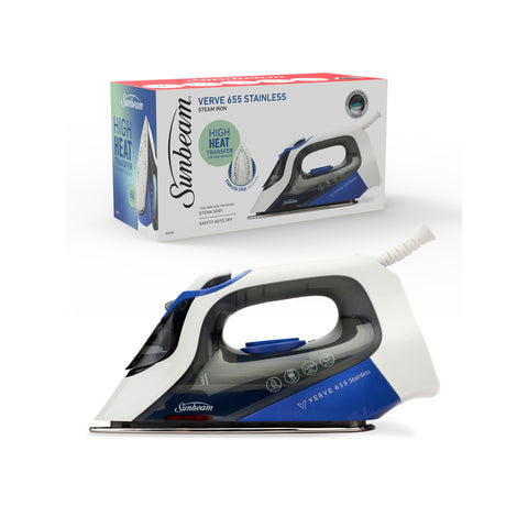 Sunbeam Verve 655 Stainless Steel Steam Iron 150g/min Shot 300mL SRS6550