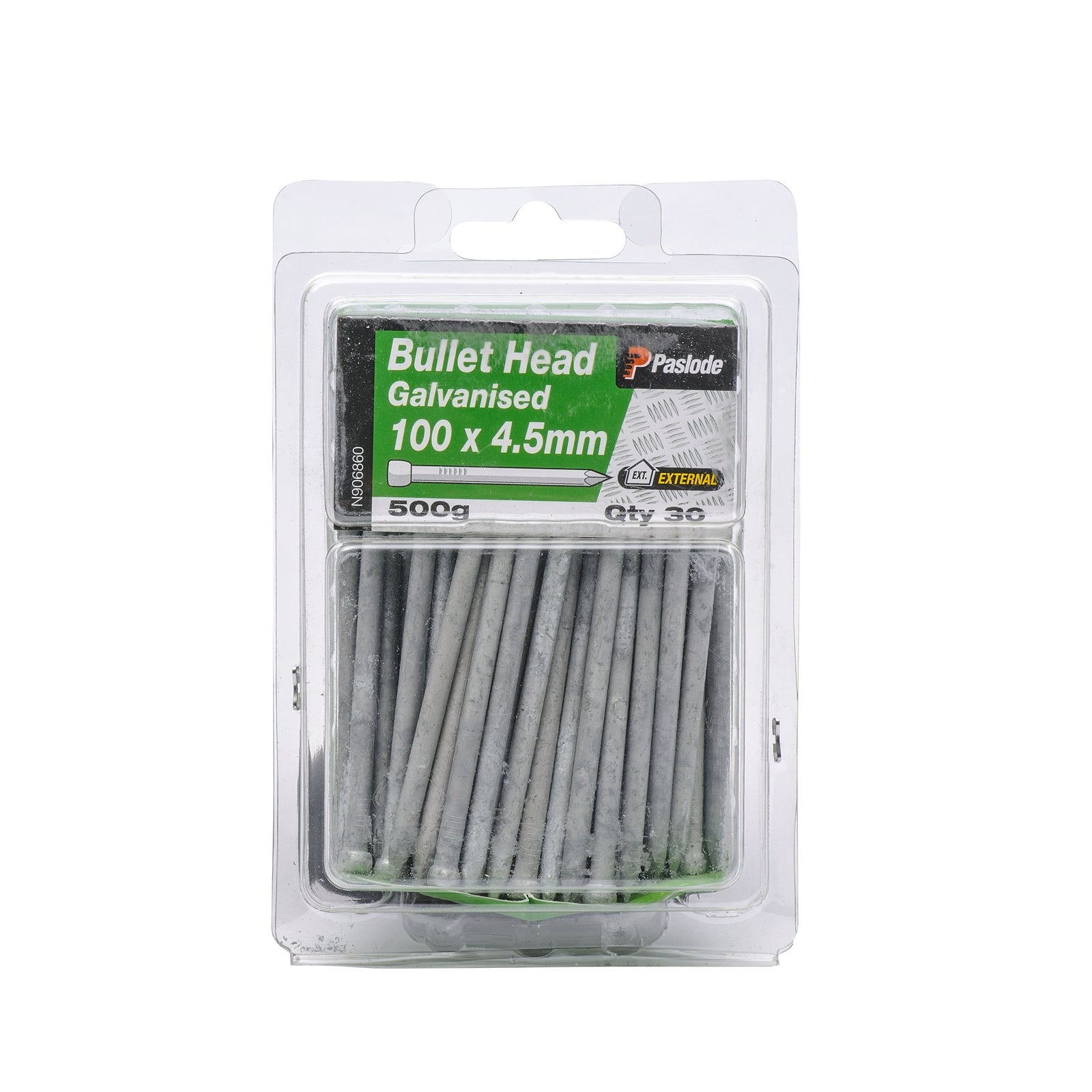 Paslode 100 x 4.5mm 500g Galvanised Steel Bullet Head Nails - 30 Pack