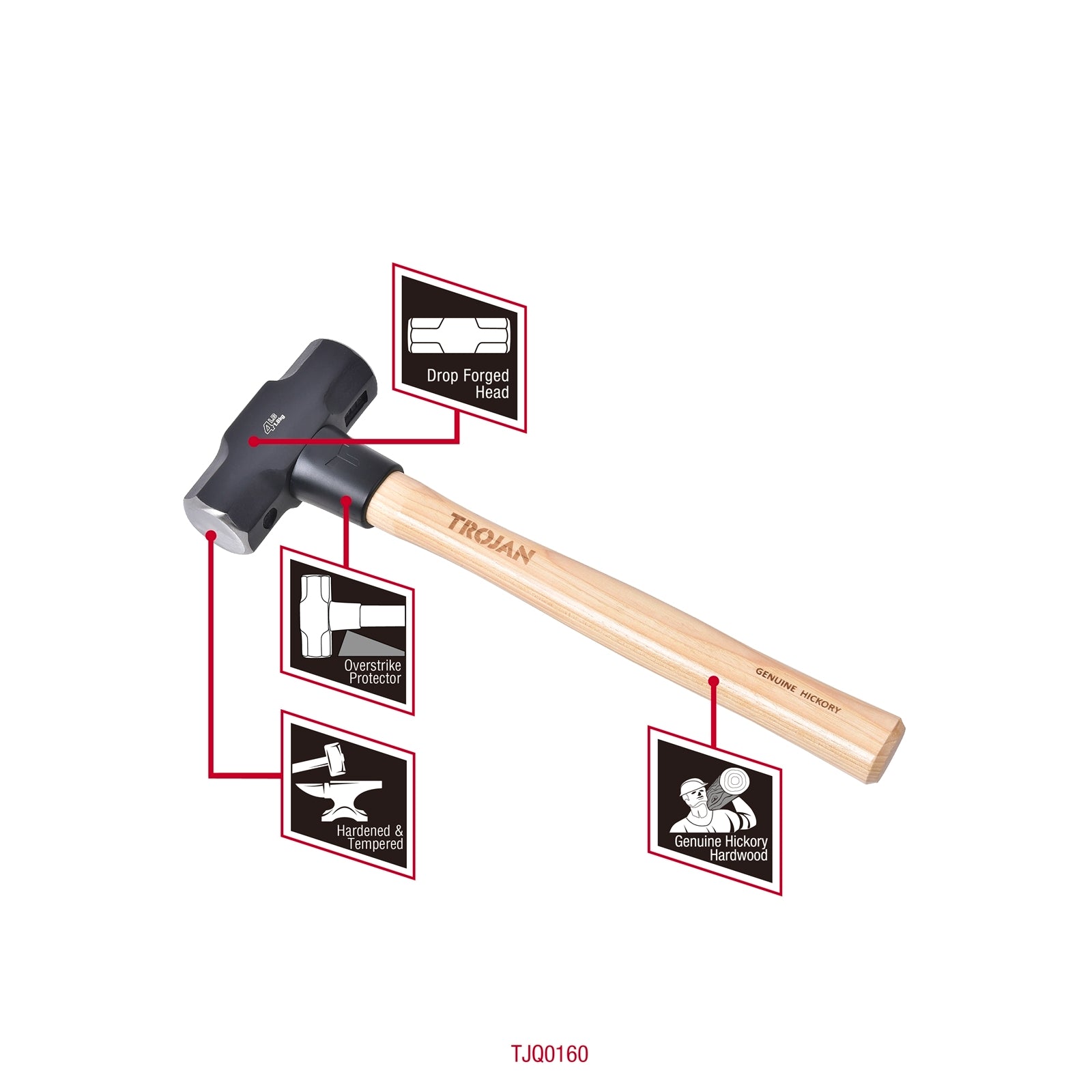 Trojan 4lb 1.8kg Timber Handle Sledge Hammer
