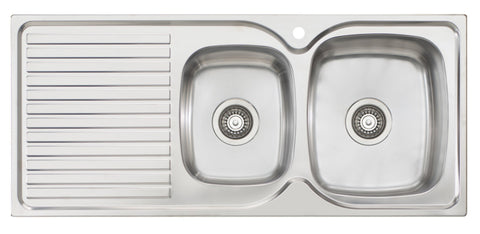 Oliveri Endeavour 1 and 3/4 bowl sink - 1080mm polished stainless steel - left hand drainer - EE121TH