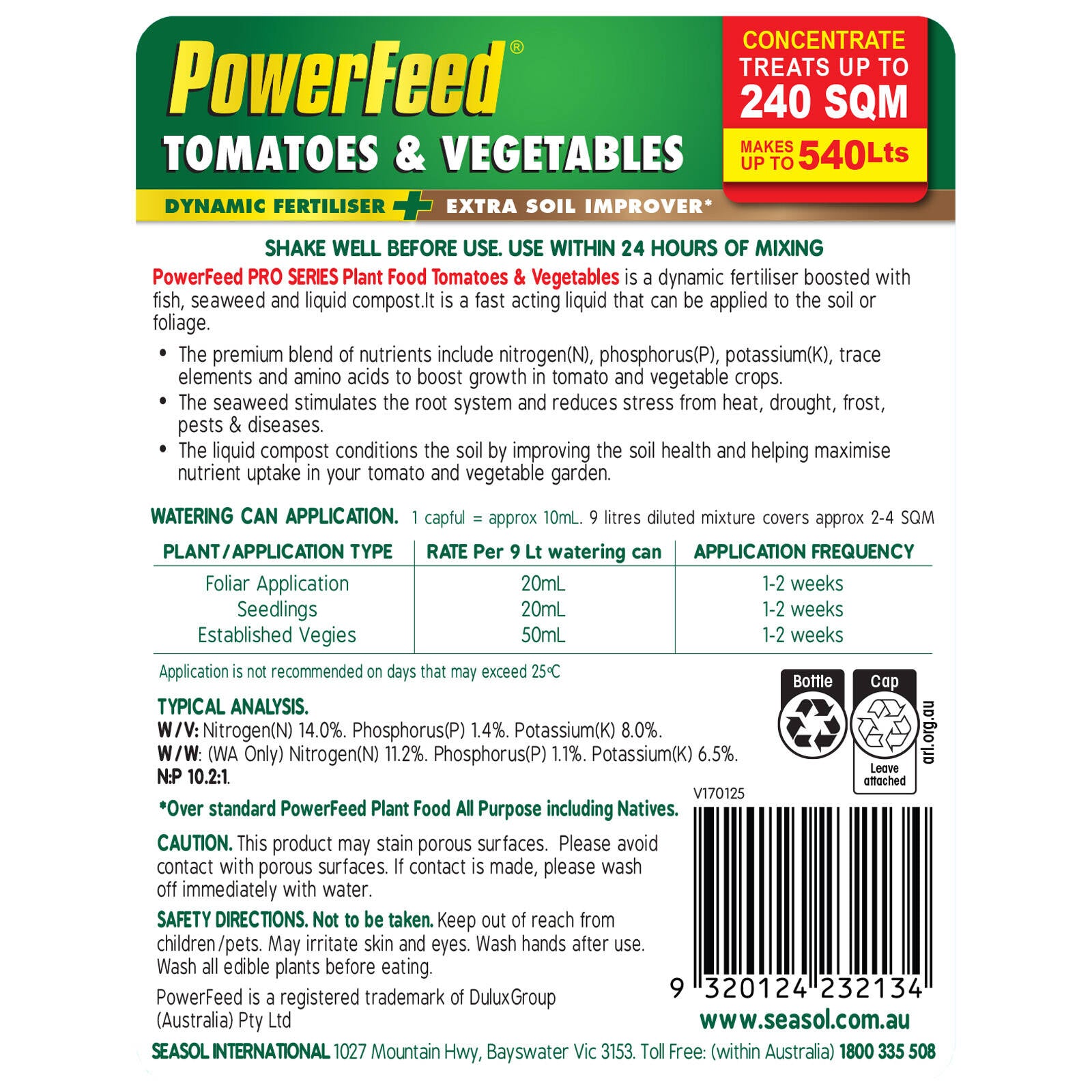 PowerFeed 1.2L Pro Series Tomatoes and Vegetables Liquid Concentrate