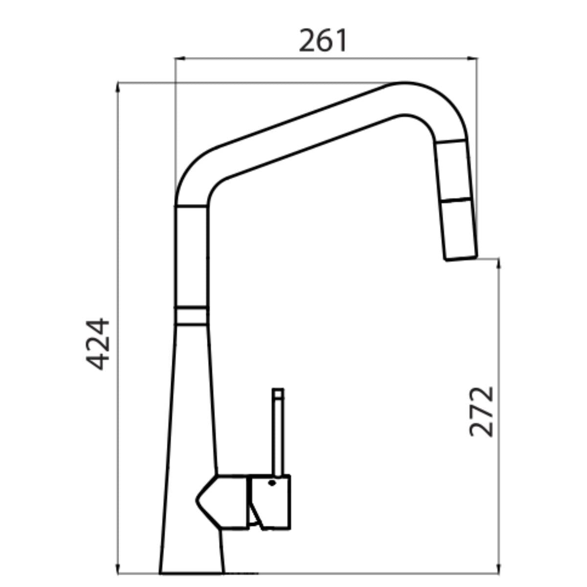Oliveri Essente square gooseneck pull out mixer tap - 316 stainless steel - Brushed Black - SS31675-BL