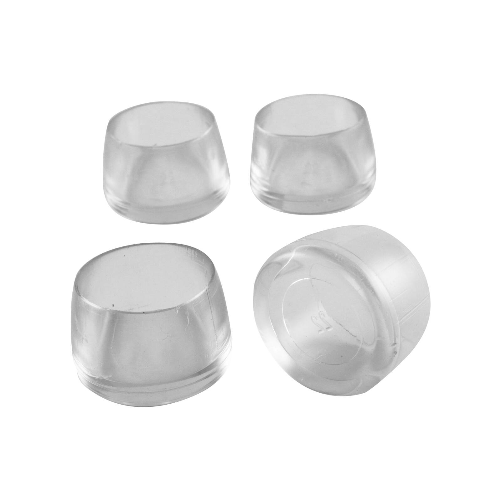 Surface Gard 22mm Clear Round Plastic Chair Leg Tips - 4 Pack