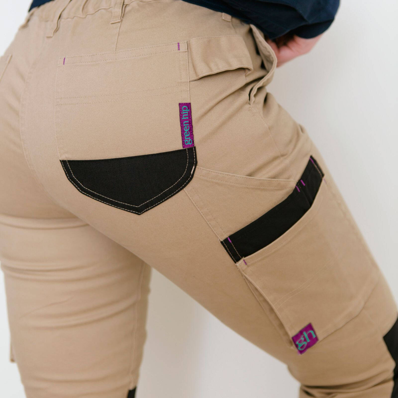 Green Hip Skinny Flex Pants Khaki Size 12 Cotton Drill High Rise