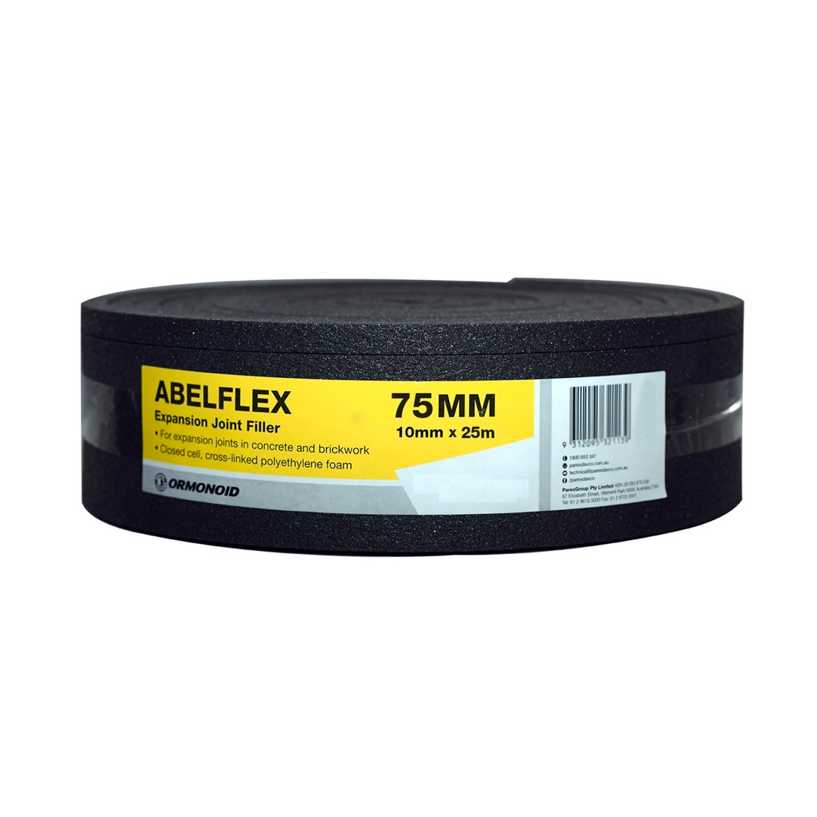 Ormonoid Abelflex Expansion Joint Filler Foam 10 x 75mm x 25m Dark Grey