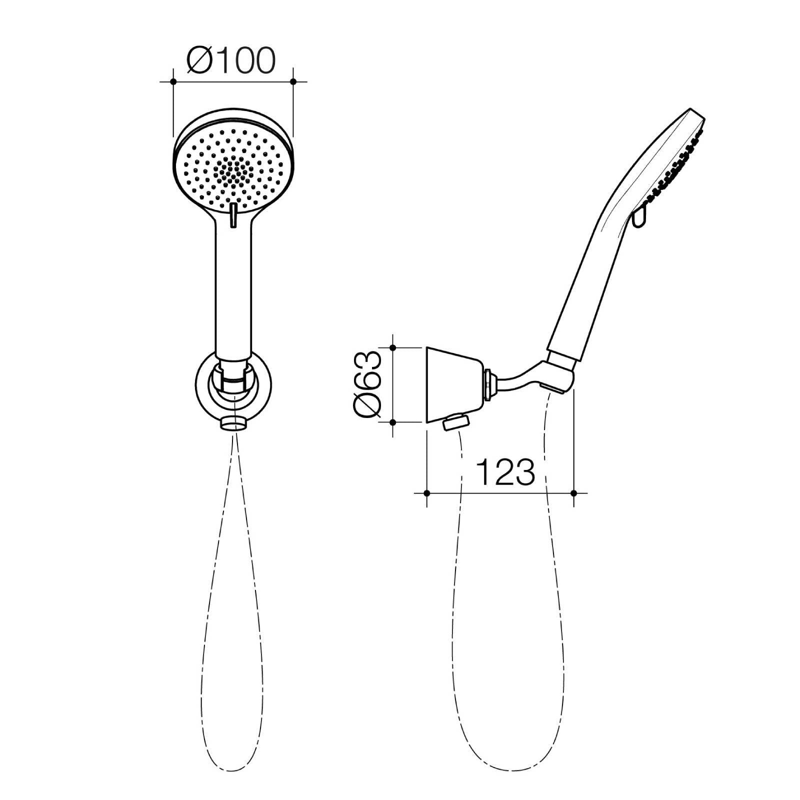 Flexispray Bermuda Hand Shower Chrome, 3 Function, 9L/min 3 Star, 100mm Round Head