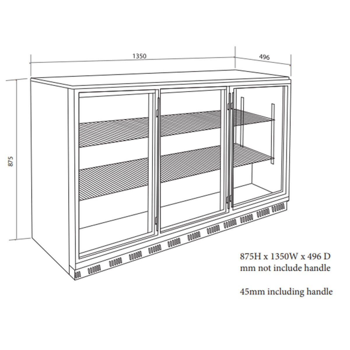 Artusi 307L Outdoor Beverage Centre - Three Doors, Six Shelves, UV-Safe Stainless Steel, Lockable - AOF3S