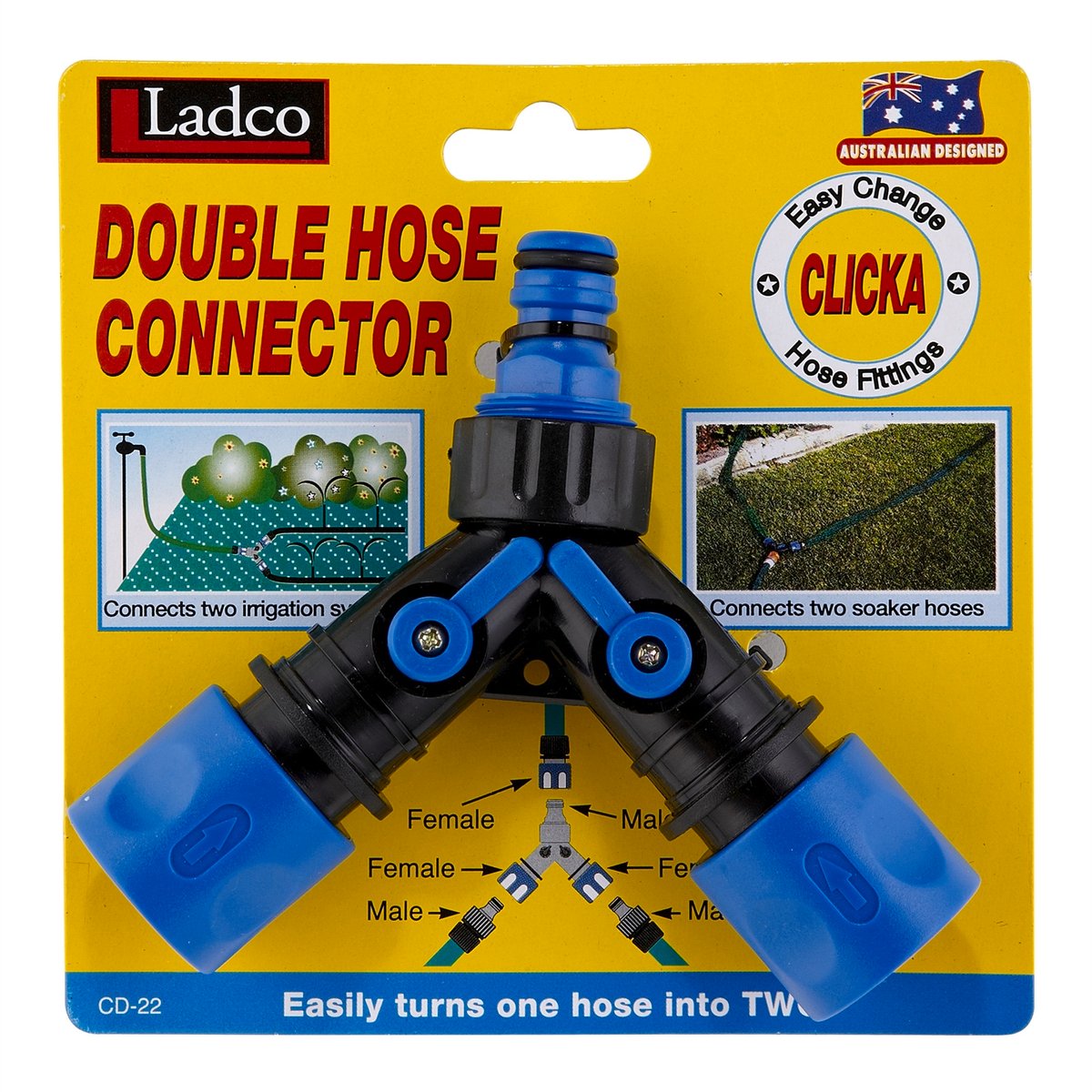 Ladco Double End Coupling Hose Fitting Adapter Blue Plastic
