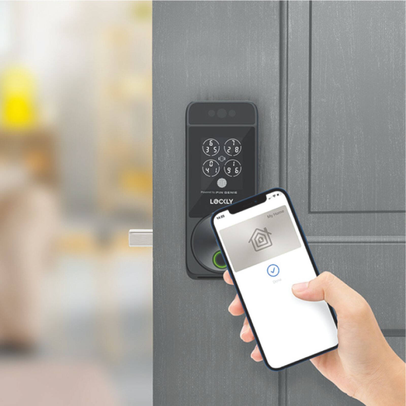Lockly Visage Zeno Smart Deadbolt Matte Black Facial Recognition Waterproof App-Controlled PGK728WRHK-MB