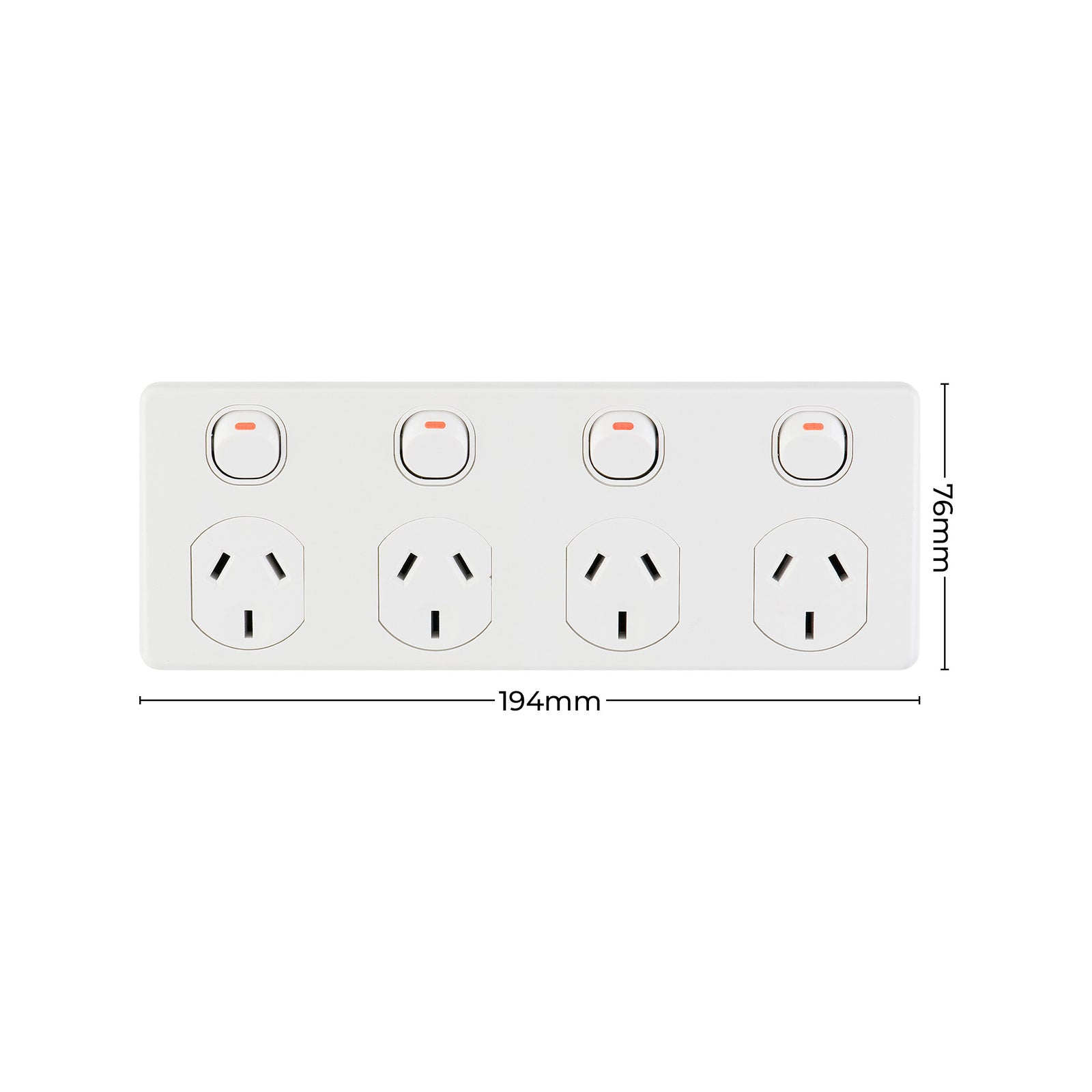 DETA Four Outlet Power Point White Polycarbonate 10A 250V for Kitchens