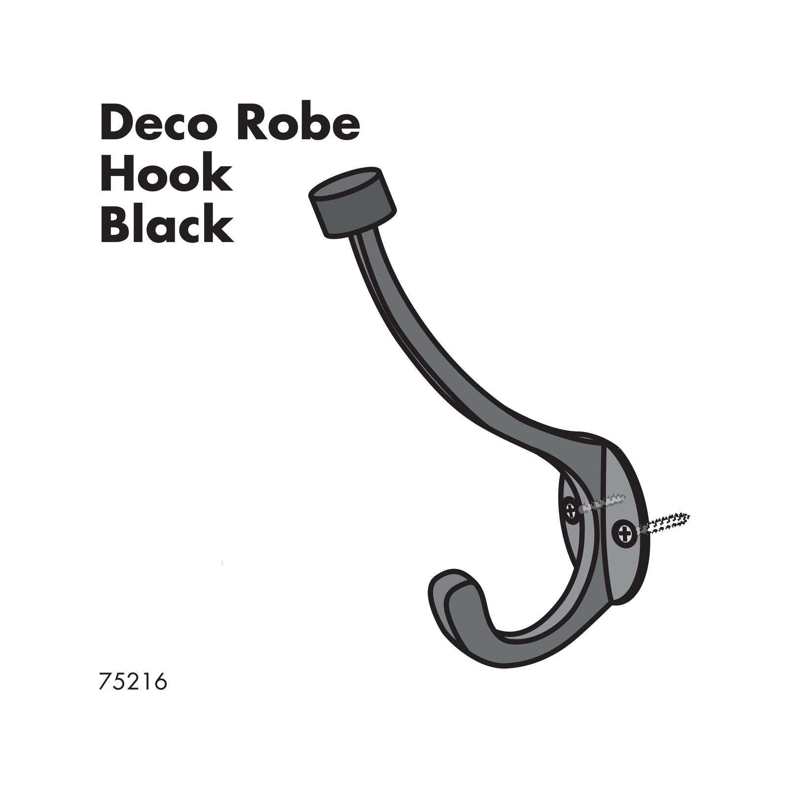 Adoored 140mm Double Black Robe Deco Hook 5kg
