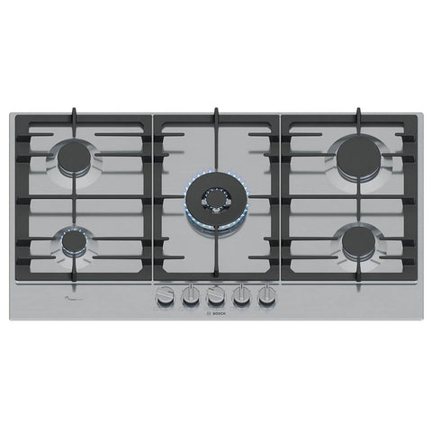 Bosch 90cm Series 6 Gas Cooktop - Five Burners, FlameSelect, Dual Flame Wok Burner - PCR9A5I90A