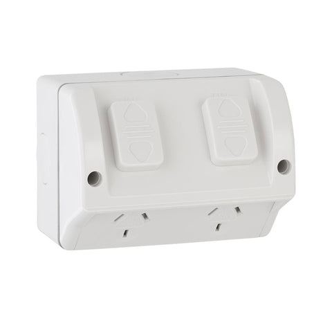 Deta Weatherproof Power Point - Double - 240V - Polycarbonate - IP54 Rated - SuperSaverAU - view 1