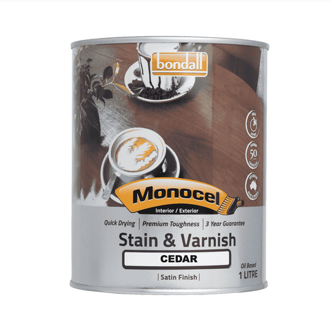 Bondall Monocel Stain & Varnish 1L Cedar Polyurethane Satin