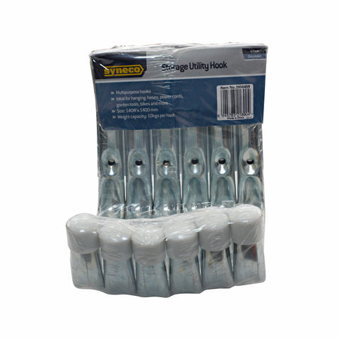 Syneco Zinc Plated Steel Storage Utility Hook - 6 Pack
