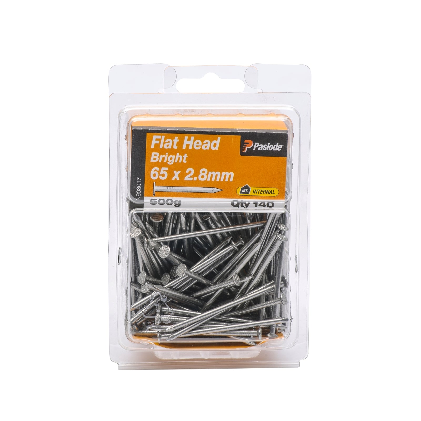 Paslode Bright Steel Flat Head Nails 65 x 2.8mm 500g - 140 Pack