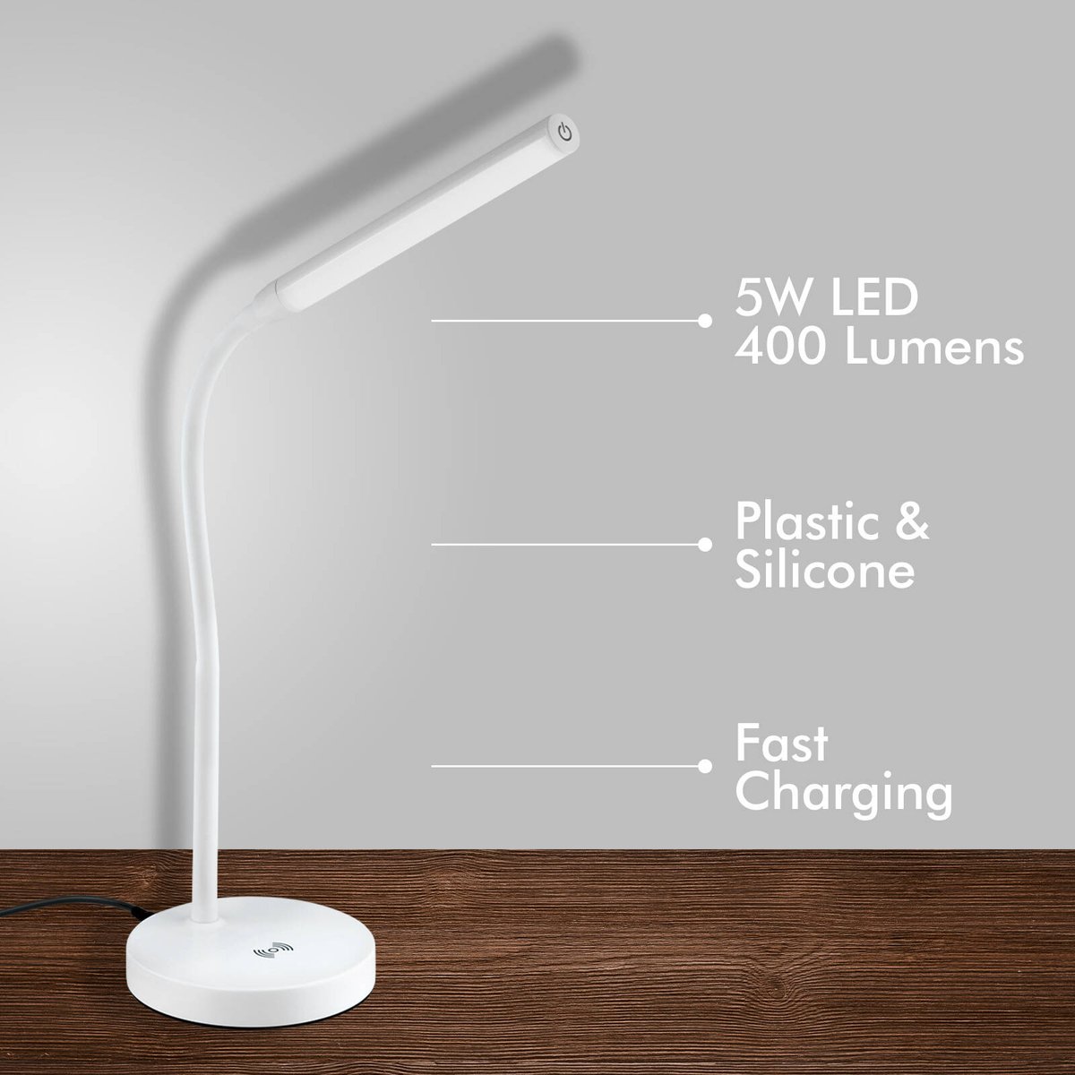 Verve Design 25W LED Table Lamp White Wireless Charging Touch ATL018WH