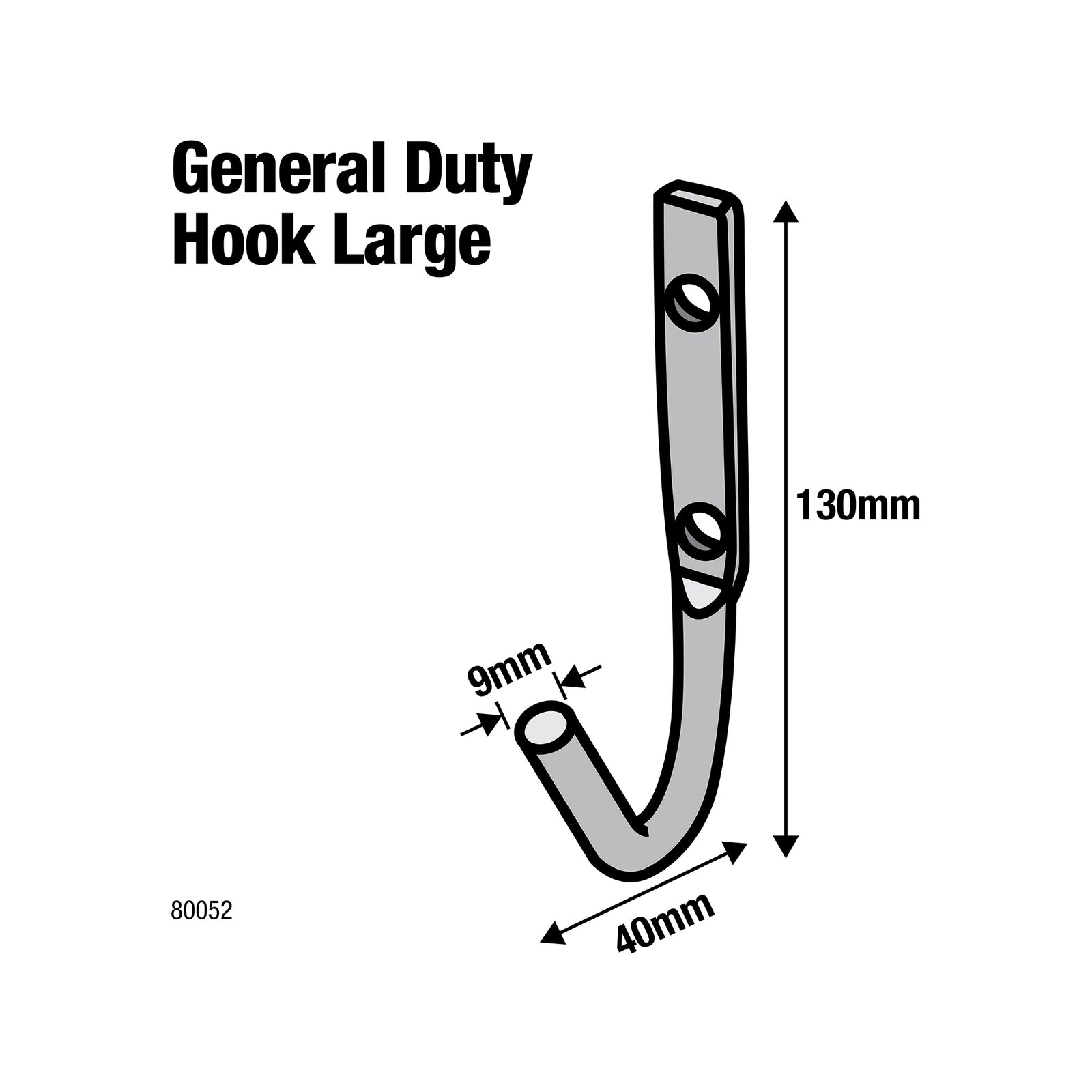 Everhang Large Zinc Plated General Duty Steel J Bolt Hook