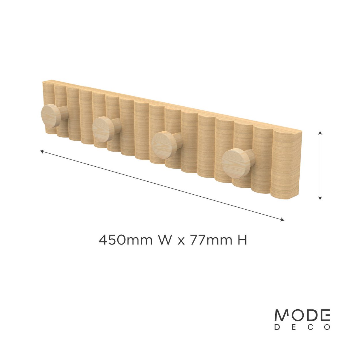 MODE 4 Timber Hooks On Fluted Timber Board Hook Rack 450mm