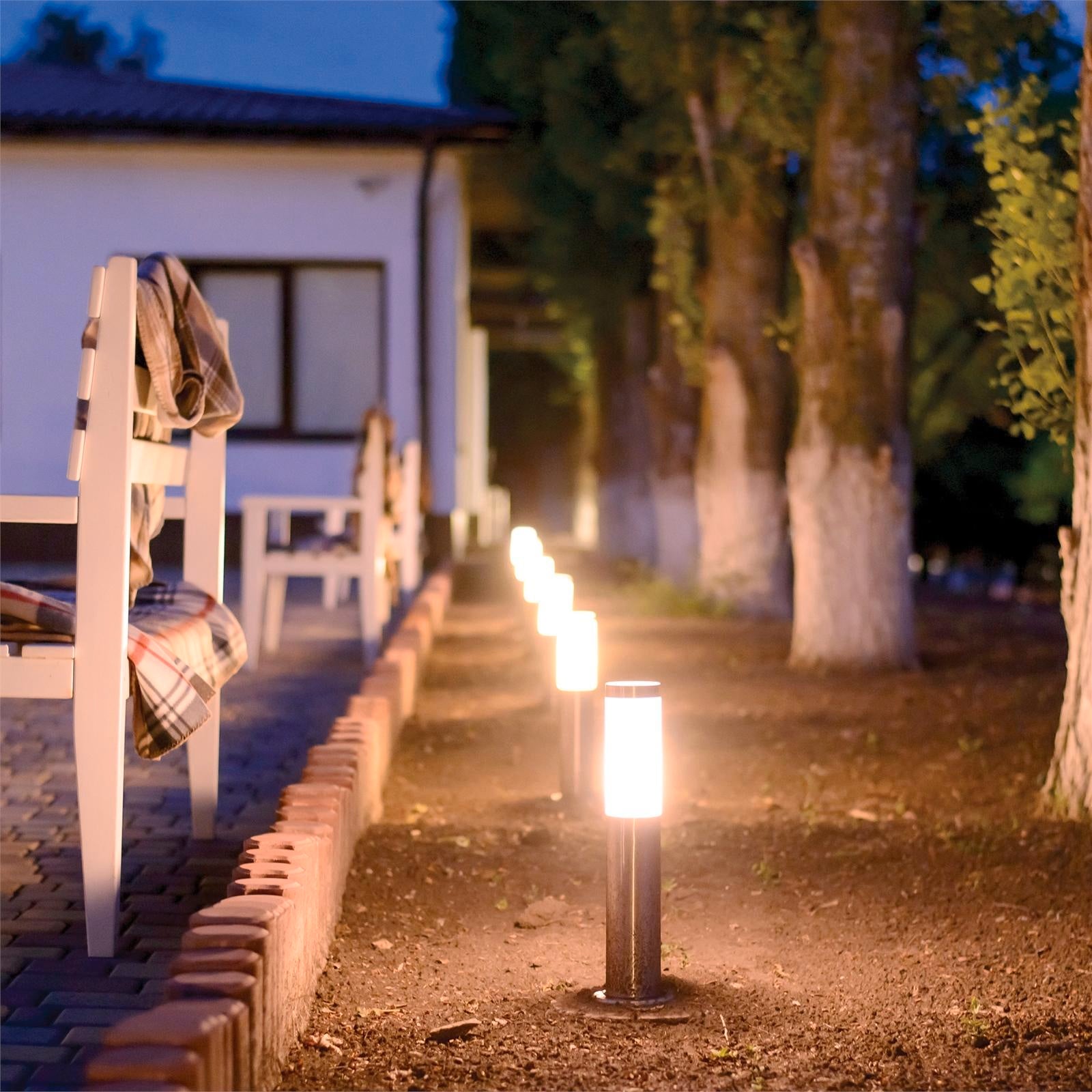 Elluminate Warm White Stainless Steel Garden Bollard Light 75mm 12V Weather Resistant Outdoor