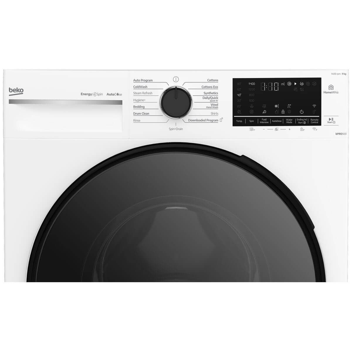 Beko 9kg Front Load Washing Machine - White, AutoDose, SteamCure, ColdWash, HomeWhiz - BFLB903ADW1