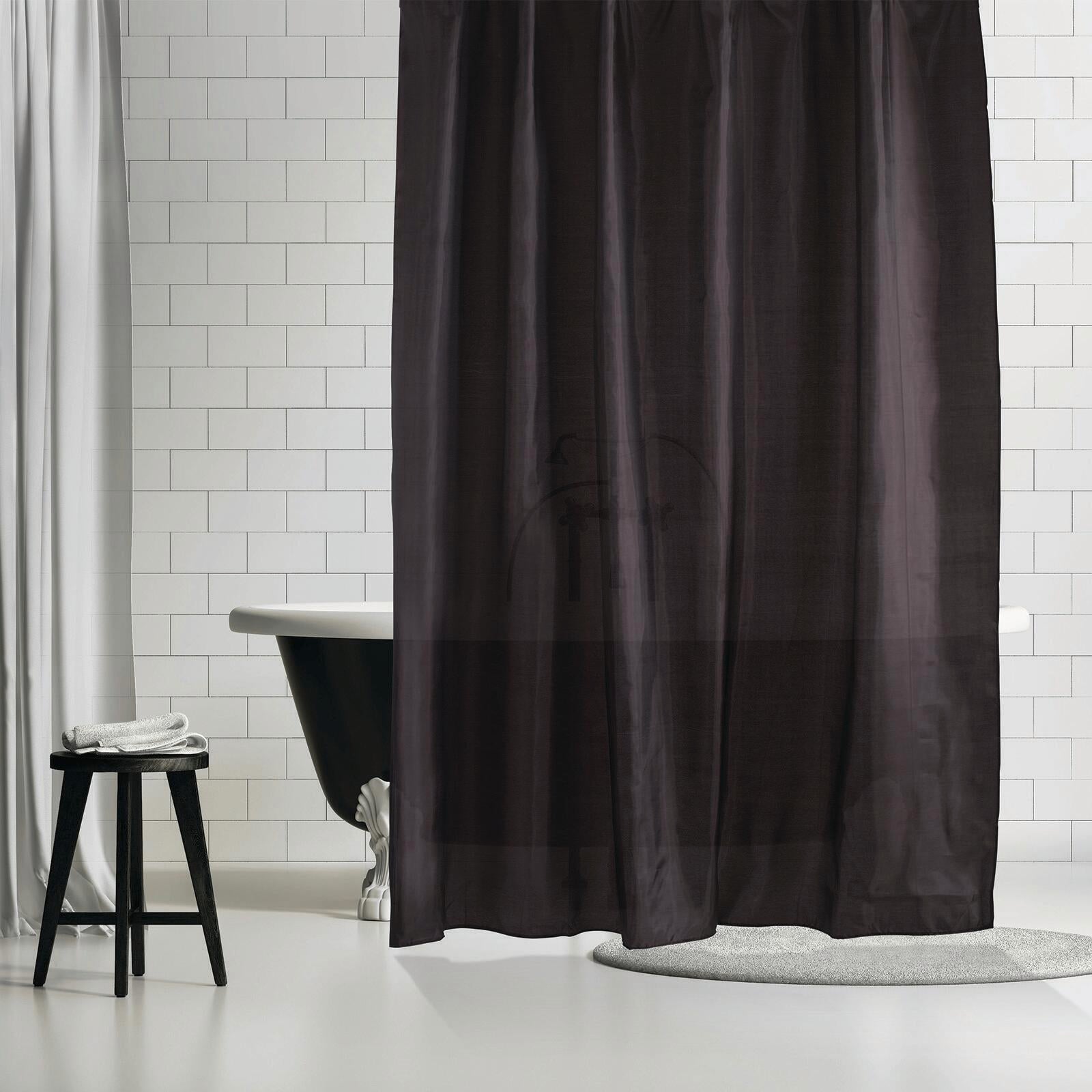 Barelli 180 x 180cm Midnight Slate Polyester Shower Curtain, Plain, 12 Rings