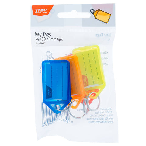 Taskmaster Key Tags with Key Ring, 4 Pack