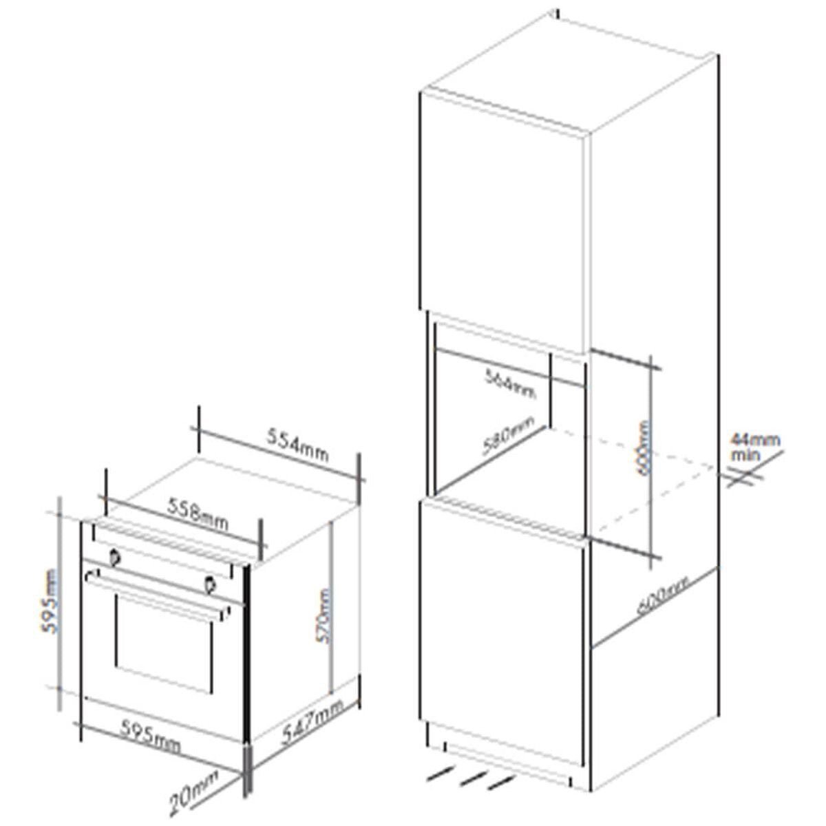 Artusi 60cm White Pyrolytic Oven - 88L Capacity, 11 Functions, Quadruple Glazed Door - CAO610WP