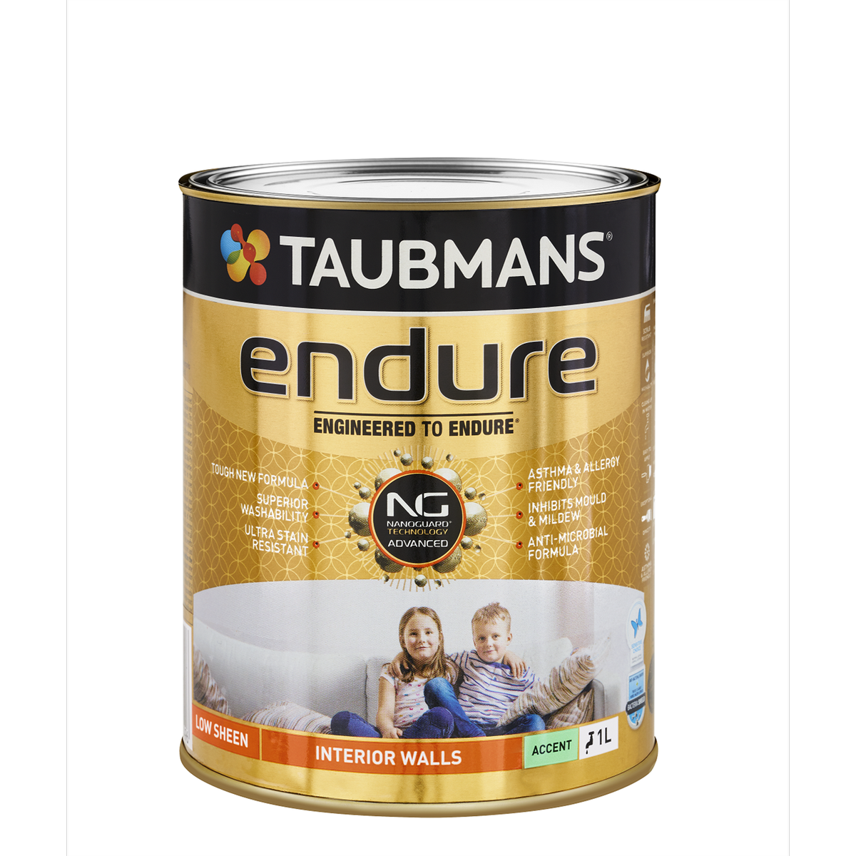 Taubmans 1L Accent Low Sheen Endure Interior Walls Paint - Durable - Low Odour - SuperSaverAU - view 1