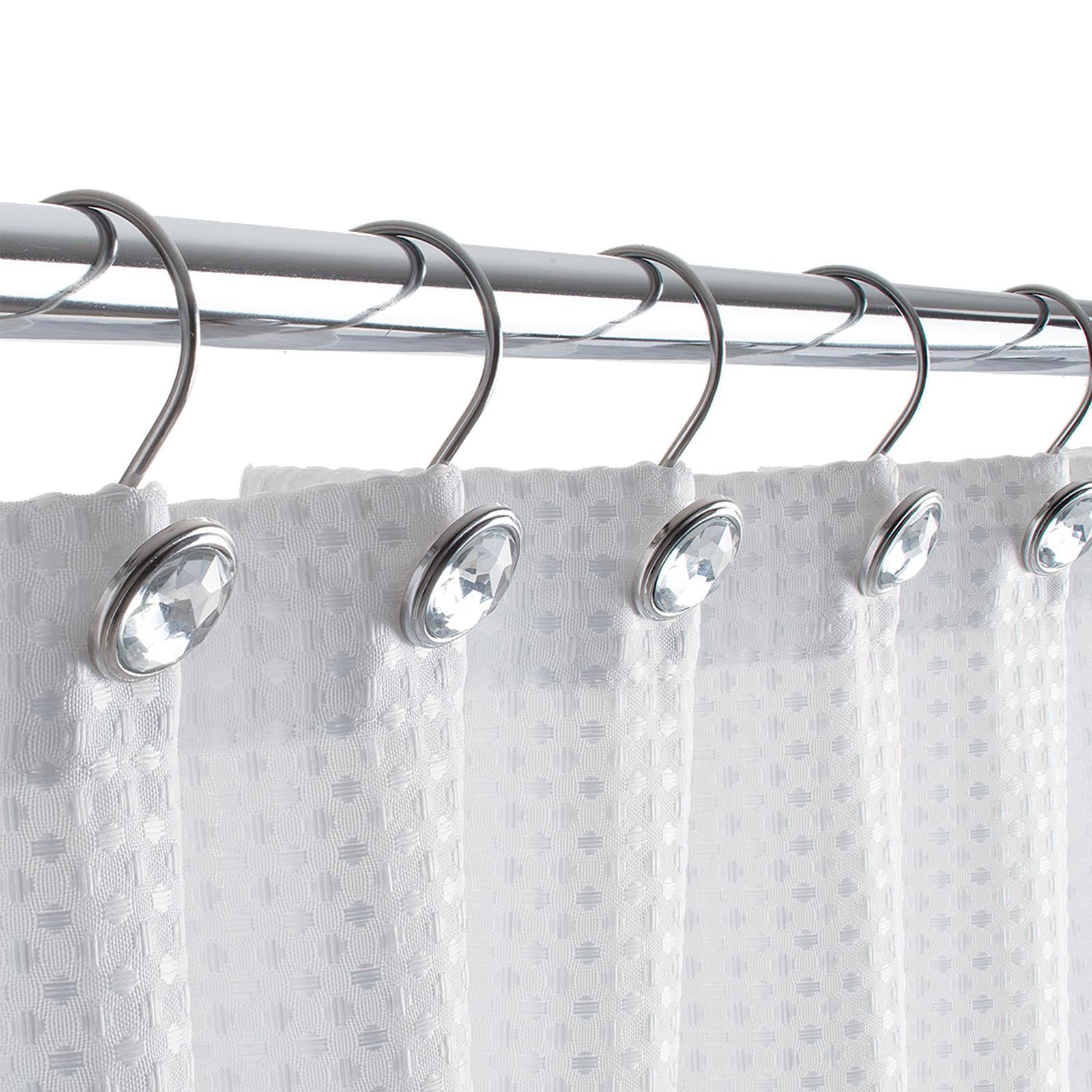 Barelli Exquisite Shower Curtain Rings - Silver Diamante Metal 12 Pack