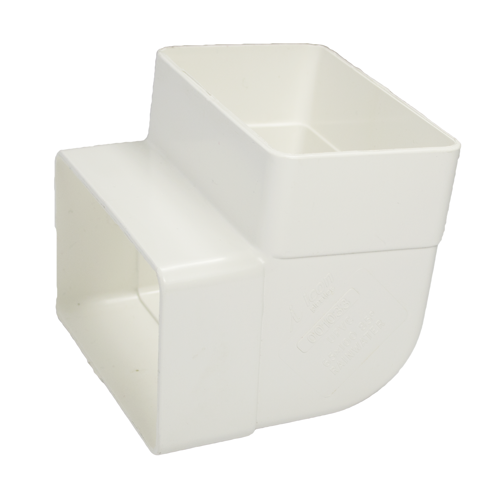 Icon Plastics 100 x 65mm White PVC 95 Degree Socket Bend Downpipe
