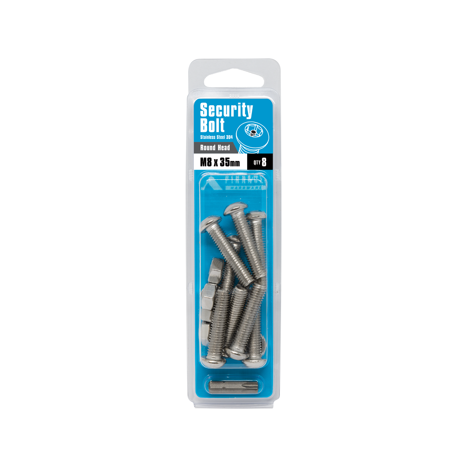 Pinnacle M8 x 35mm Stainless Steel 304 Security Bolts - 8 Pack